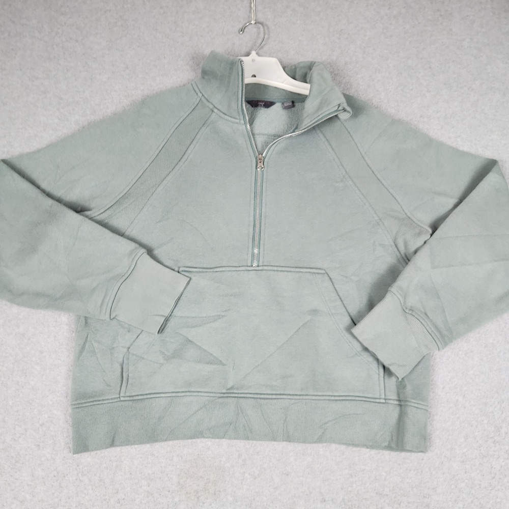 Danskin Pullover Womens Large Sage Green Fleece Lined Thumbhole Sleeve 1/4 Zip
